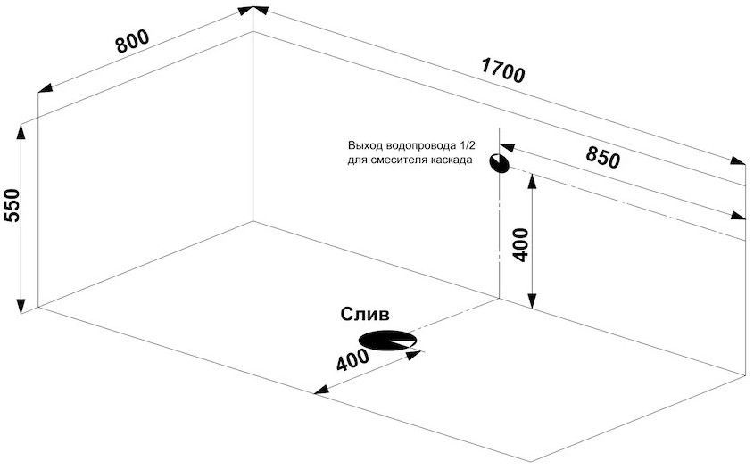 Отдельностоящая ванна BAS Катания 170x80
