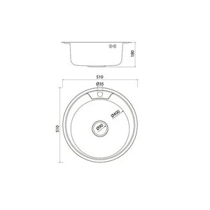 Мойка кухонная Iddis Basic BAS51P1i77, D510, круглая, нержавеющая сталь полированная