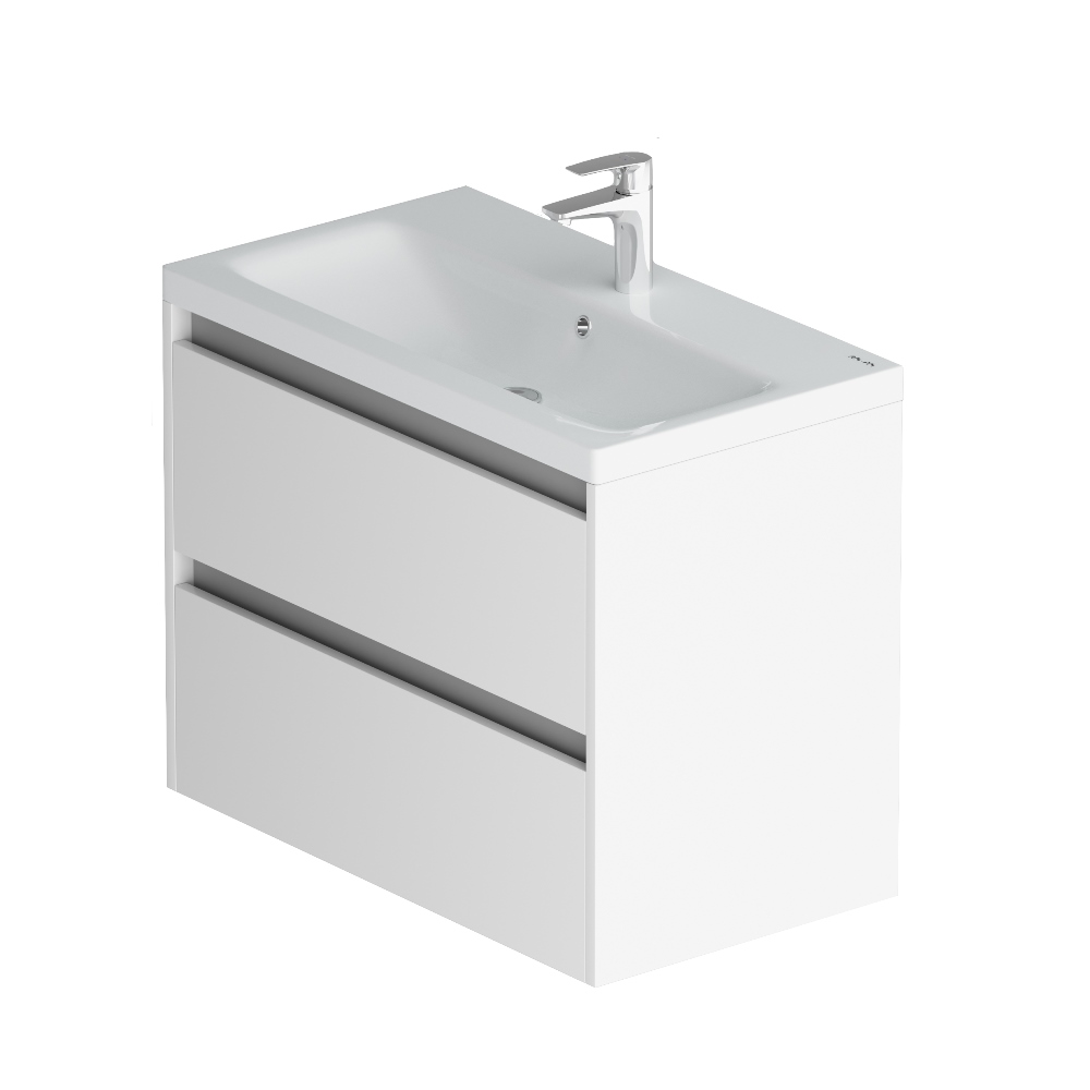 База с раковиной подвесная Pulse, 75 см, цвет: белый, глянец/графит