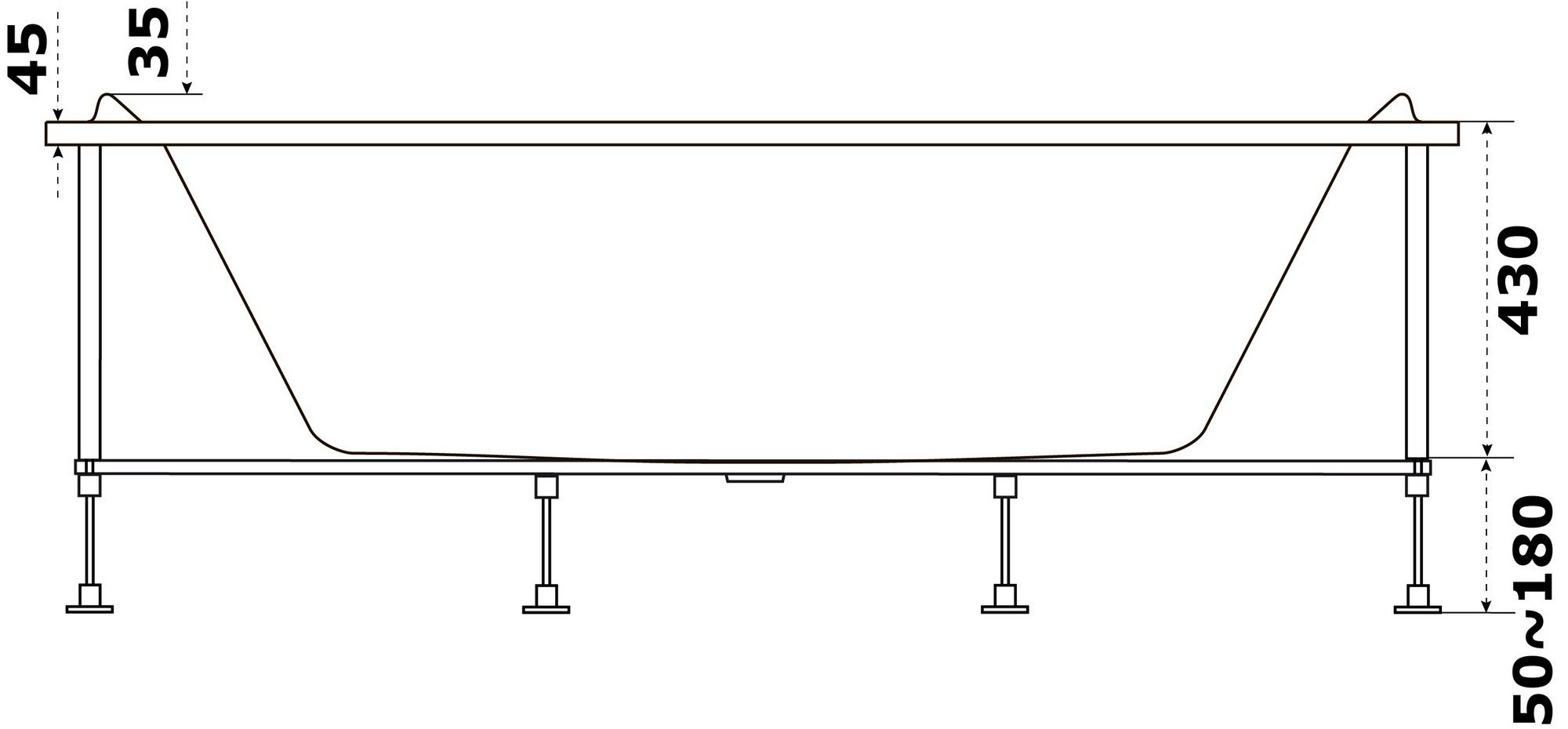 Акриловая ванна BAS Мале 180x80, В 00125