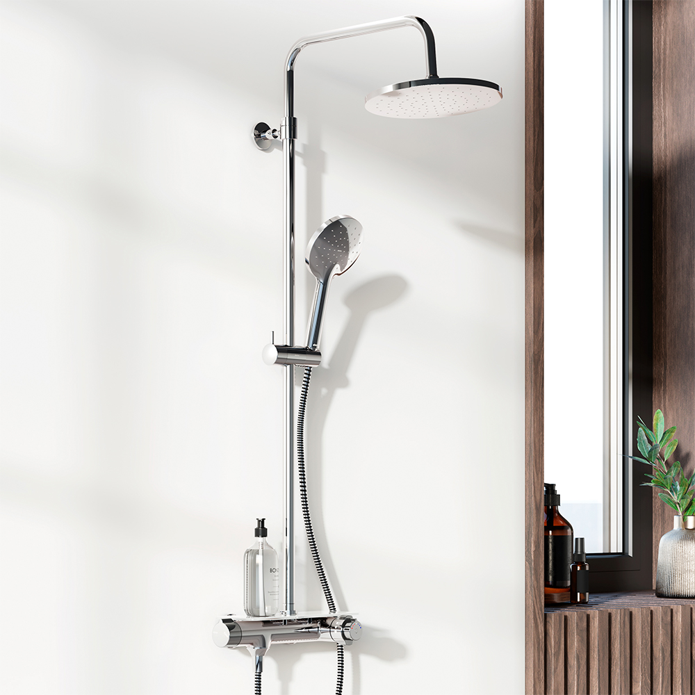 Душевая система Jupiter с душевым ТМС смесителем-полкой, цвет: хром