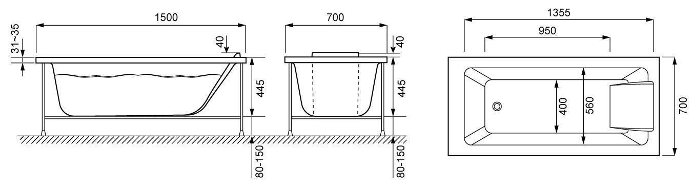 Ванна акриловая Jacob Delafon Sofa 150x70, E6D300RU-00