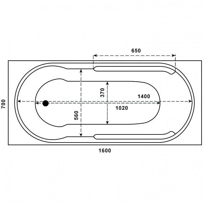 Акриловая ванна BAS Гоа 160x70, В 00064