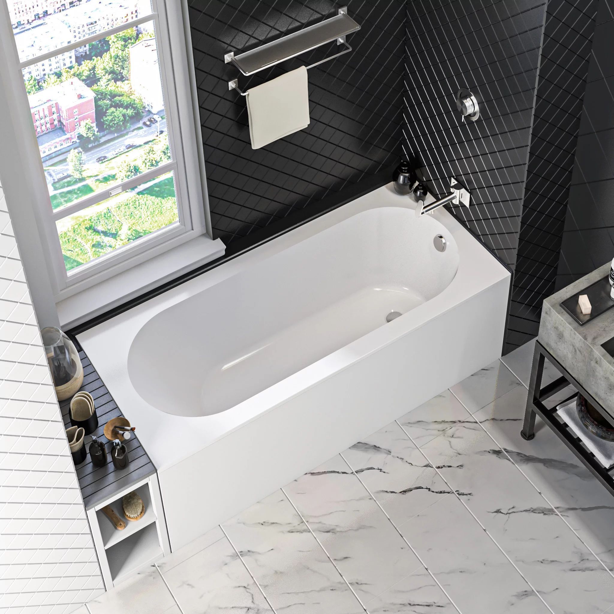 Мраморная ванна BAS Марбея 170x75, ВА00022