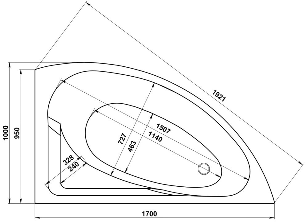 Акриловая ванна BAS Антигуа 170x95