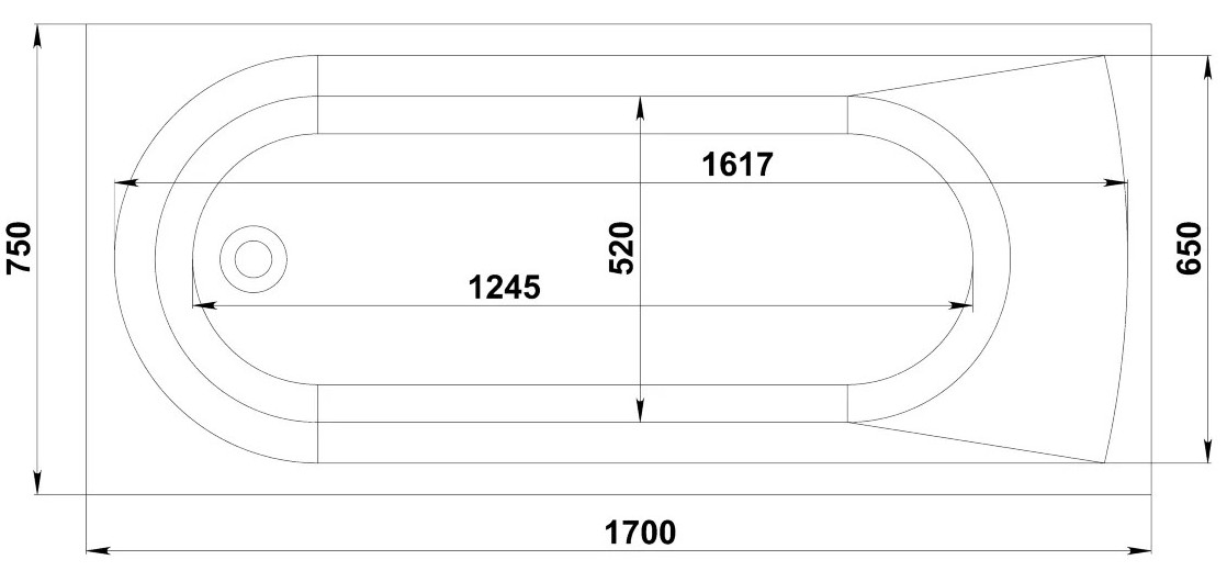 Мраморная ванна BAS Афина Solid Surface 170x75, ВА00038