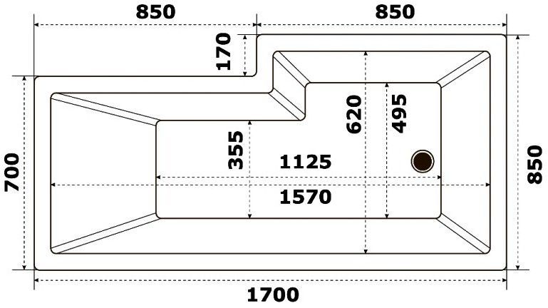 Акриловая ванна BAS Эсте 170x85/70