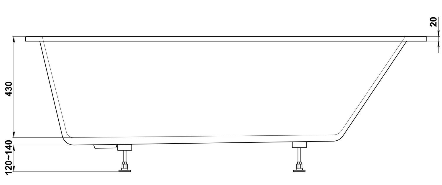 Мраморная ванна BAS Марбея 170x75, ВА00022