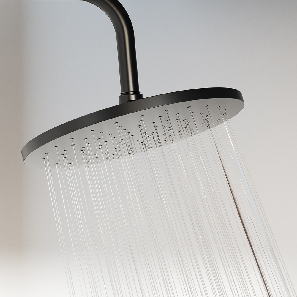 Душевая система Jupiter с душевым ТМС смесителем-полкой, цвет: черный