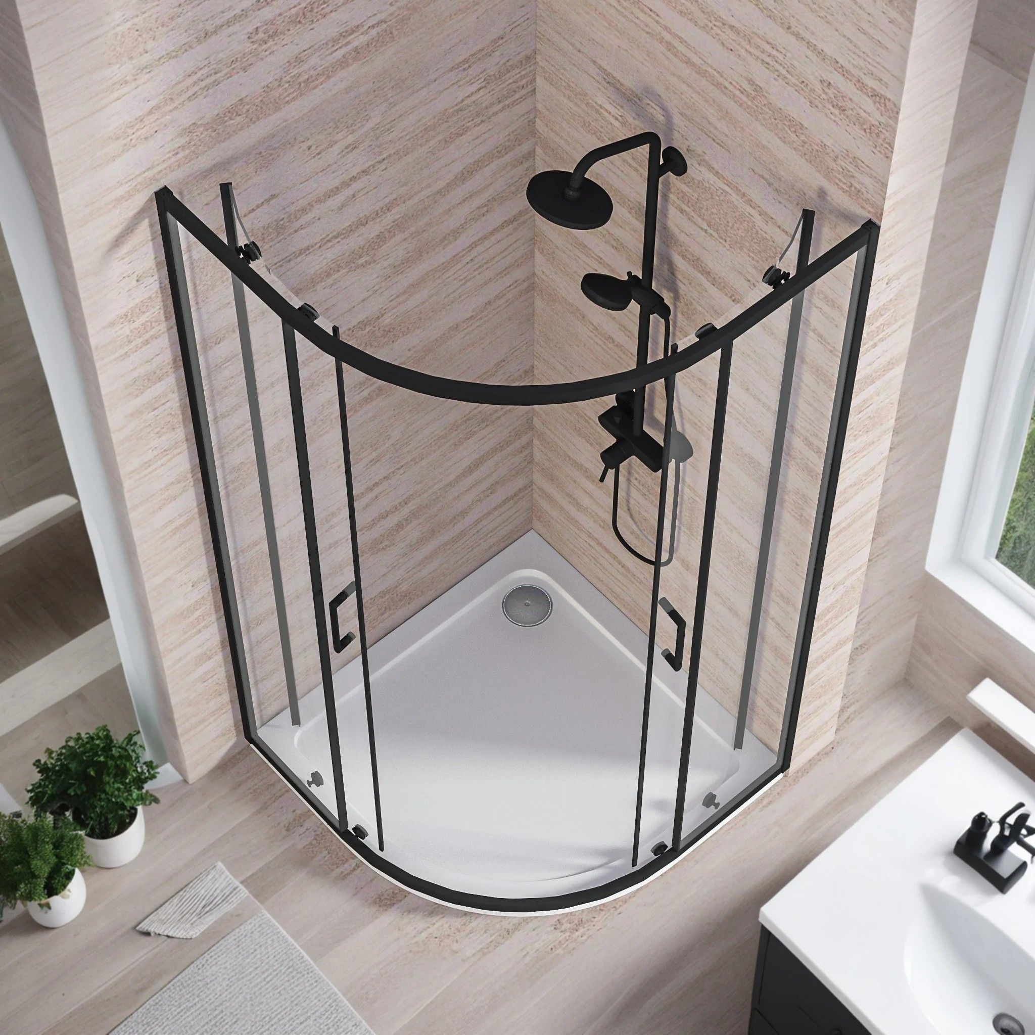 Душевой уголок Good Door Lite R Black