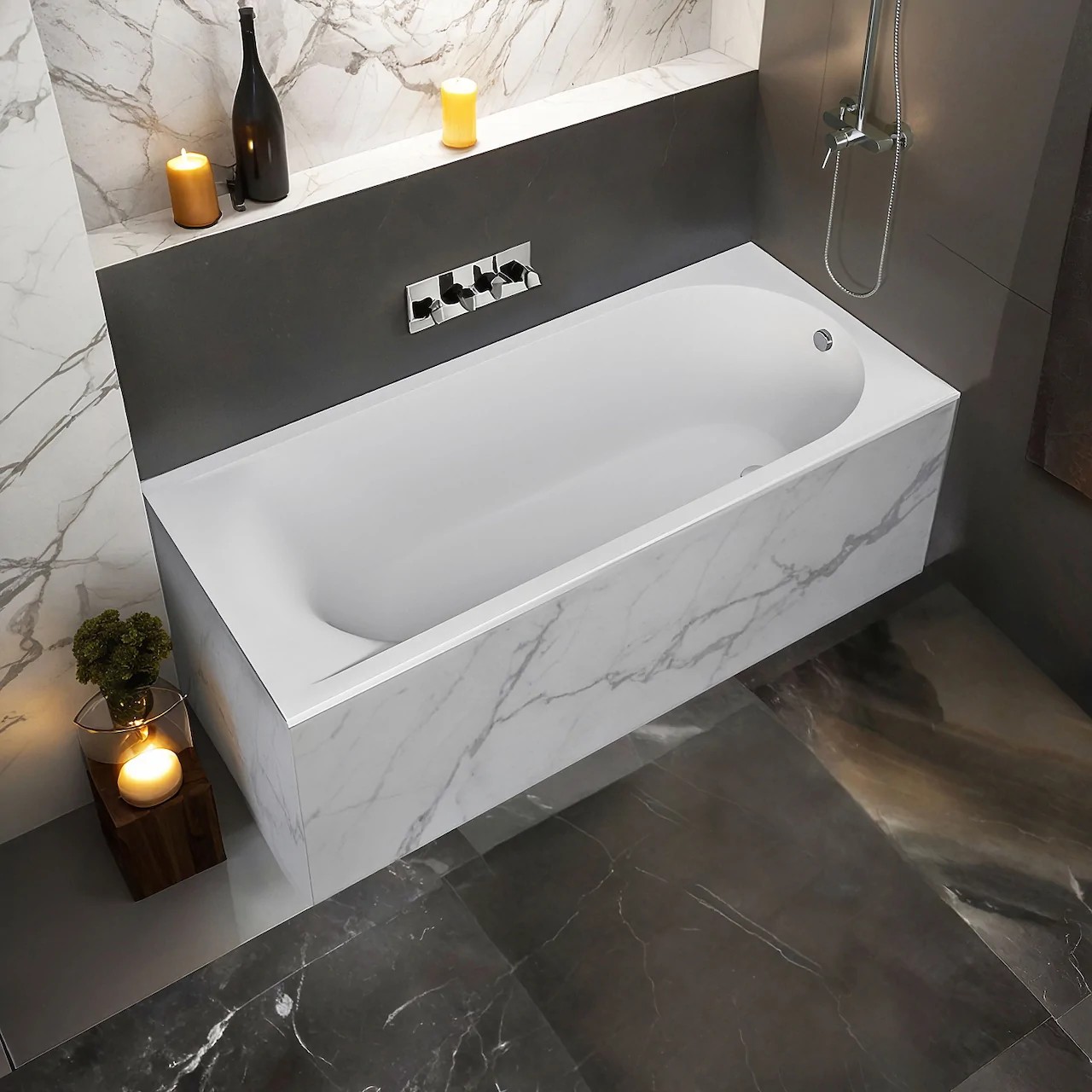 Мраморная ванна BAS Афина Solid Surface 170x75, ВА00038