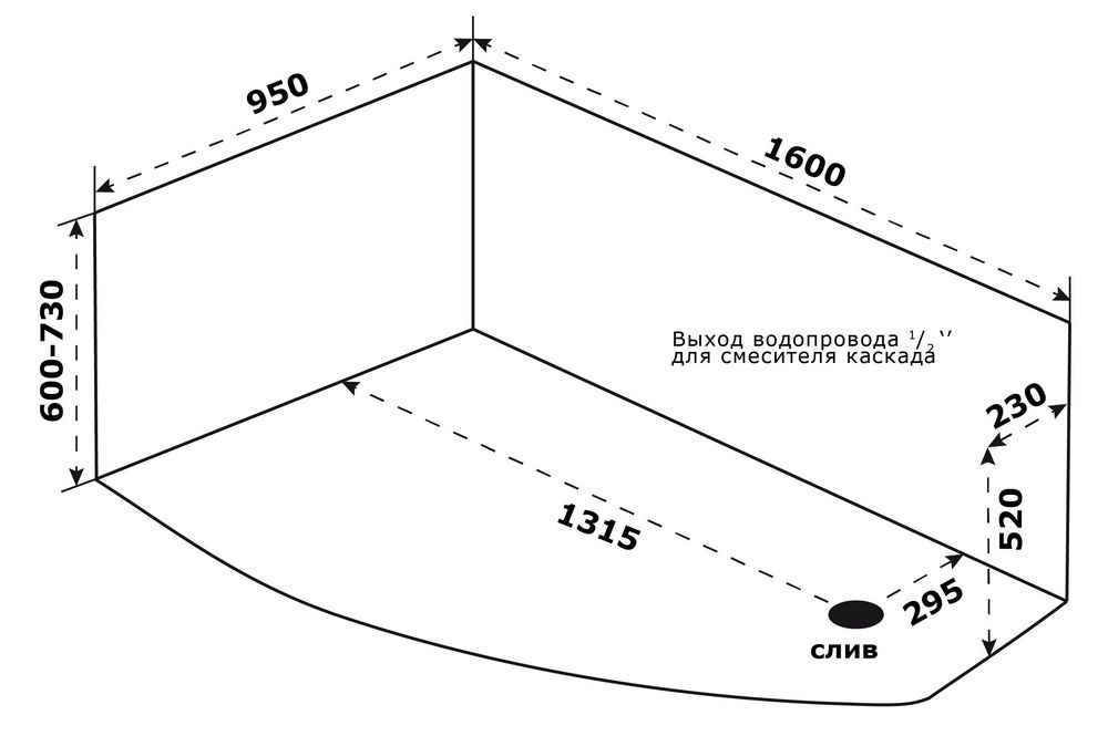 Акриловая ванна BAS Камея Pro 160x95 правая, В А0120