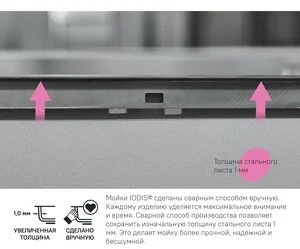Мойка кухонная Iddis Haze HAZ43S0i77 43 см, без крыла, сатин