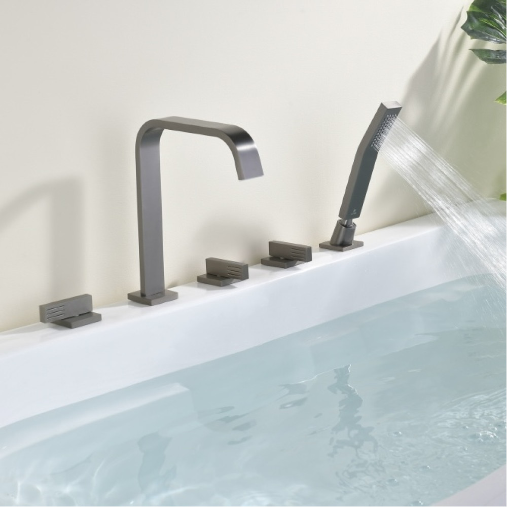 Смеситель на борт ванны Ganzer GZ01133-Q Цвет: Оружейная сталь