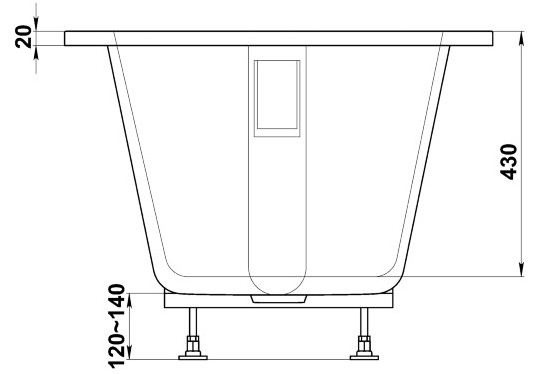 Мраморная ванна BAS Афина Solid Surface 170x75, ВА00038