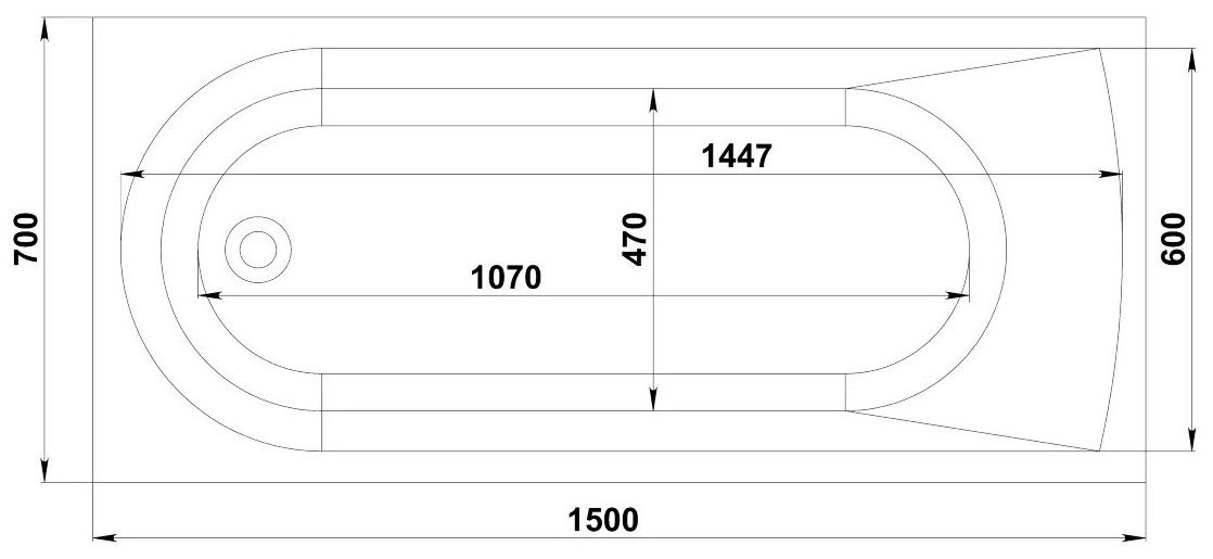 Мраморная ванна BAS Афина 150x70, ВА00025