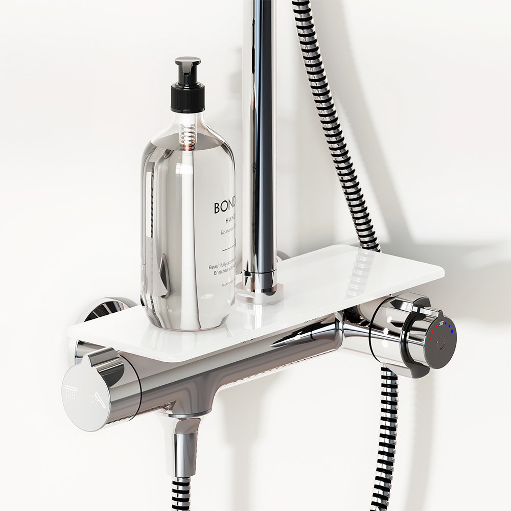 Душевая система Jupiter с душевым ТМС смесителем-полкой, цвет: хром