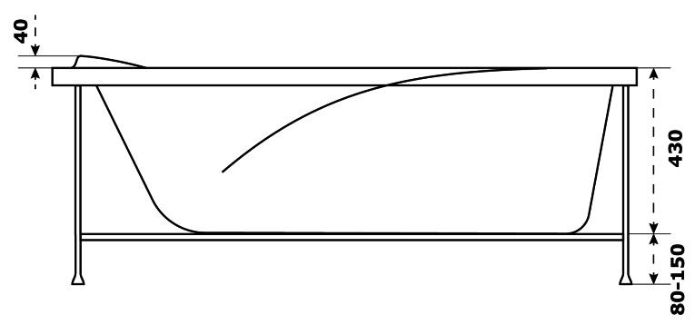 Акриловая ванна BAS Толедо 170x75, В 00035