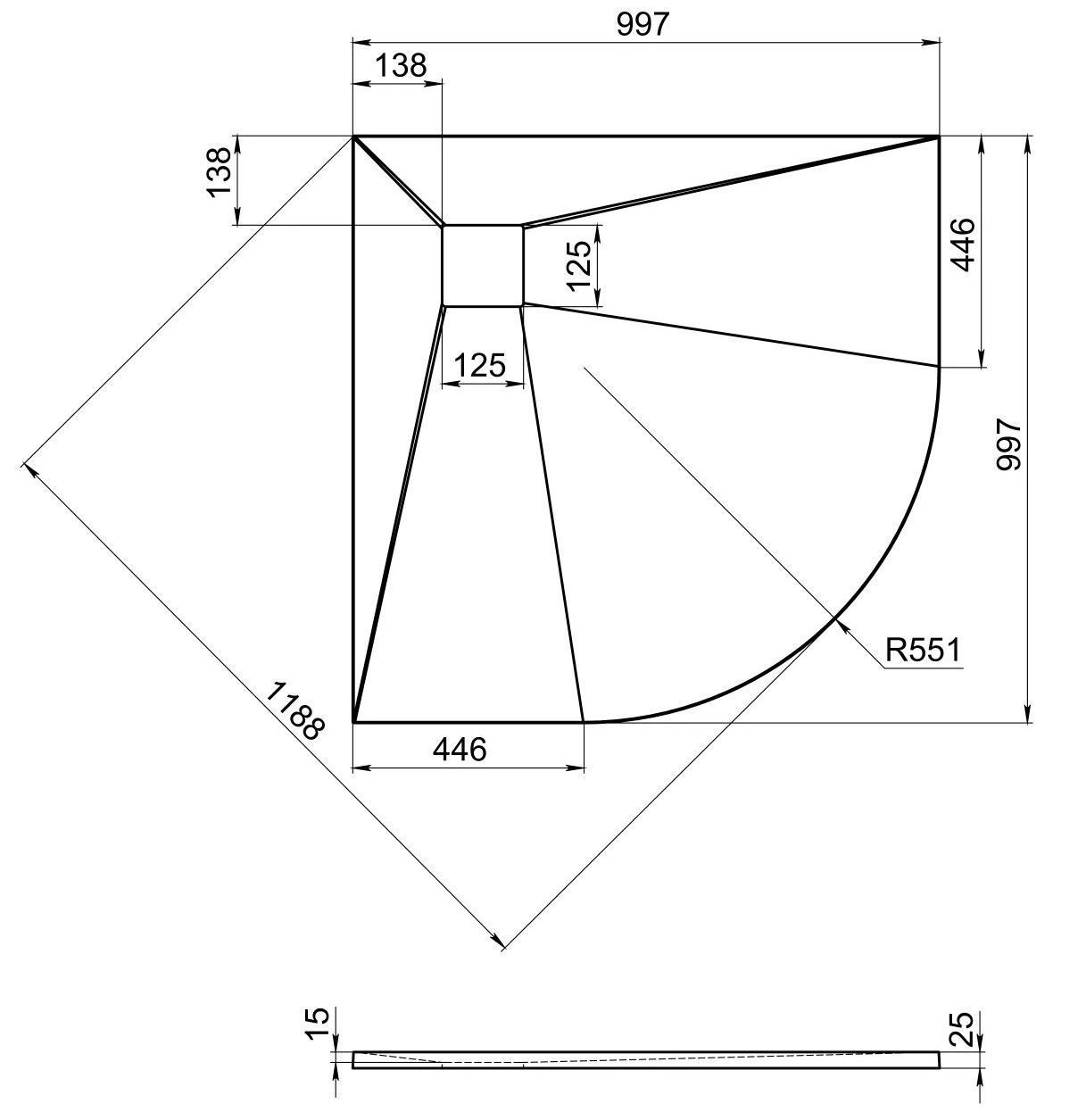 Мраморный душевой поддон Good Door Essentia R белый 100x100, ЛП00186