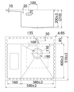 Мойка кухонная Iddis Haze 59 см, чаша справа, сатин, HAZ59SRi77
