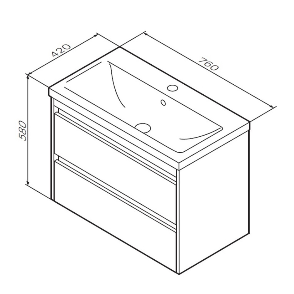 База с раковиной подвесная Pulse, 75 см, цвет: дерево 
