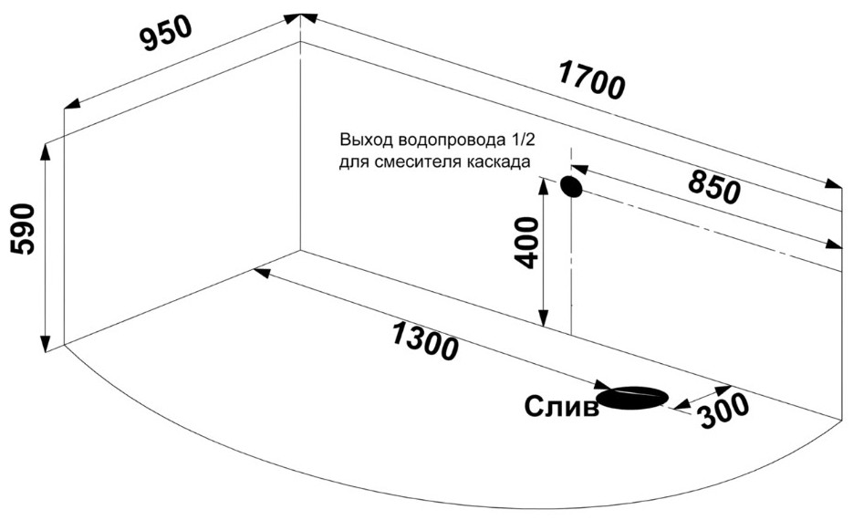 Акриловая ванна BAS Антигуа 170x95