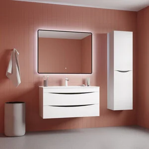 Зеркало Iddis Cloud CLX1000i98, 100 см, с подсветкой, сенсорным выключателем, черная окантовка