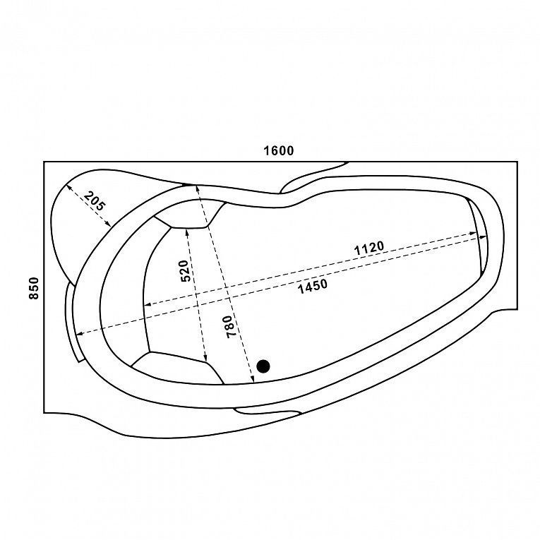 Акриловая ванна BAS Мартиника 160x85