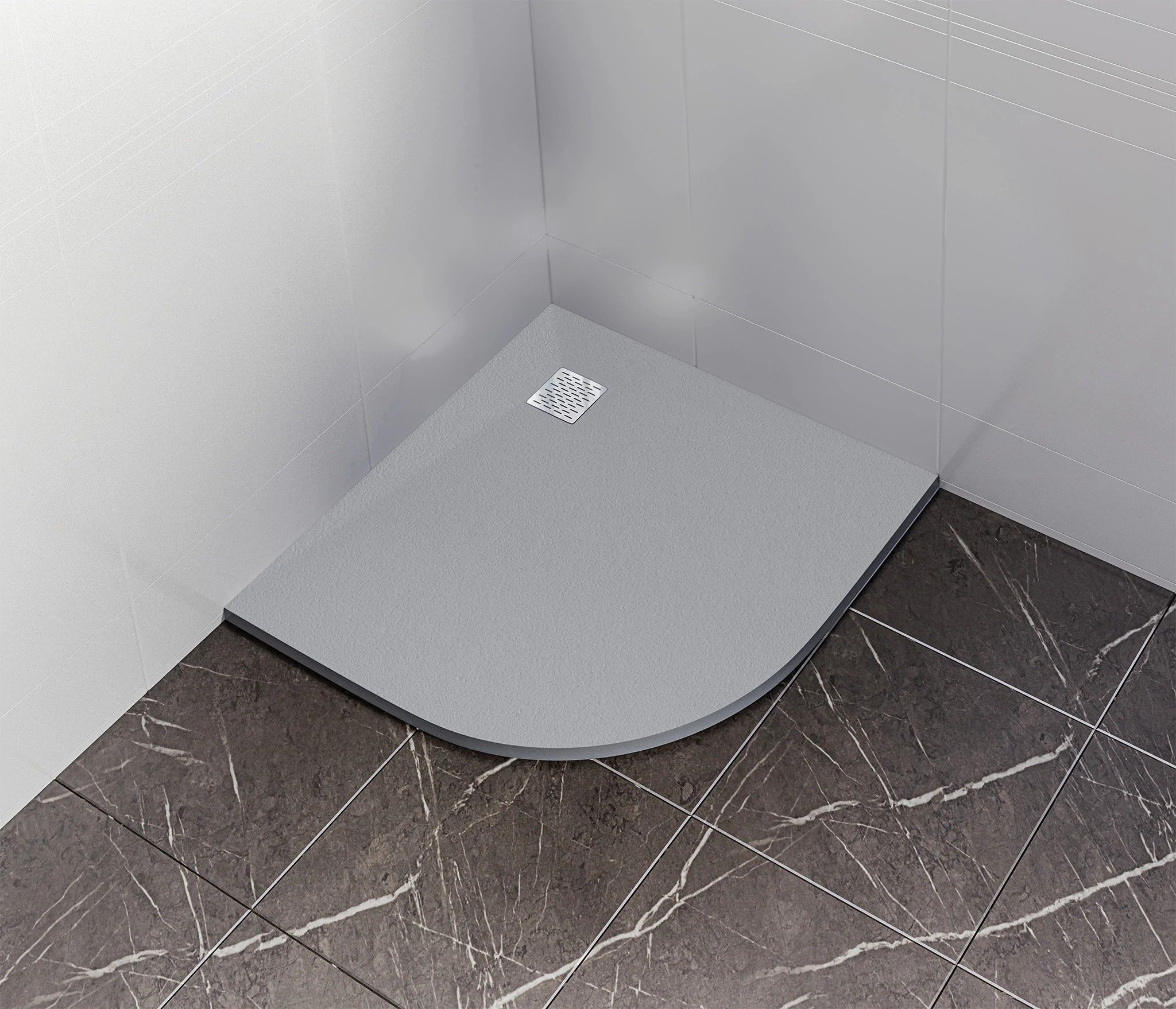 Мраморный душевой поддон Good Door Essentia R серый