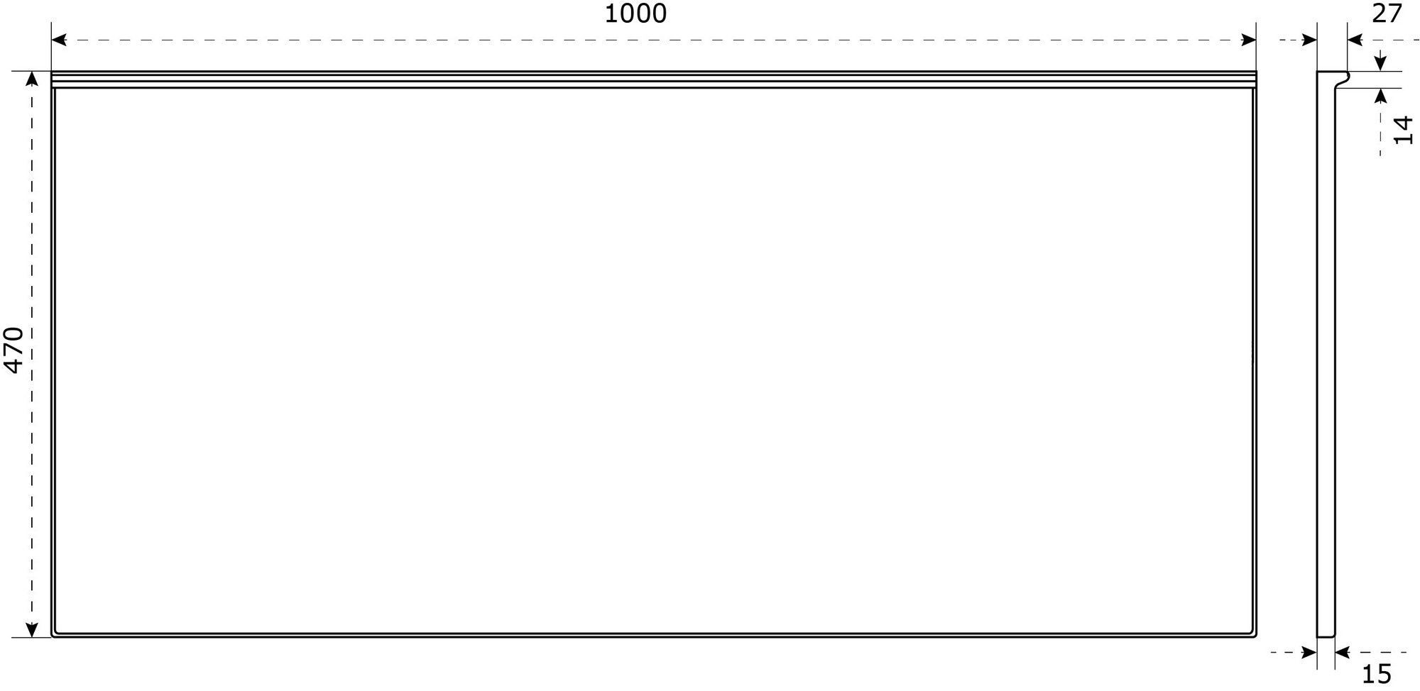 Столешница глянцевая черная Good Door 100x47, СТ00027