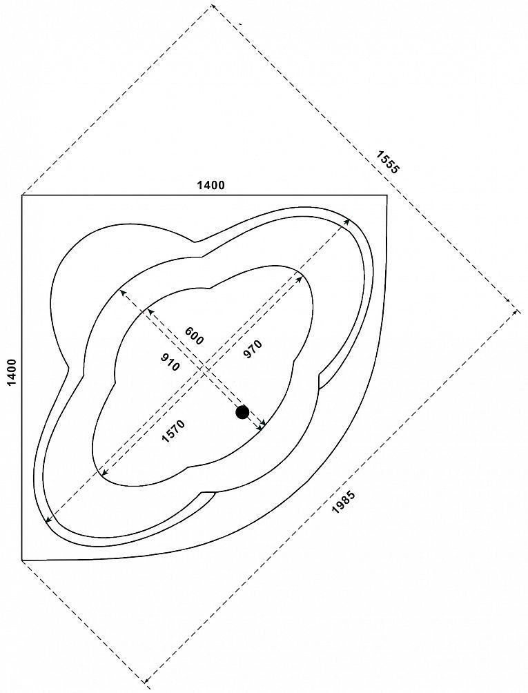 Акриловая ванна BAS Имейджен 139x139, В 00056