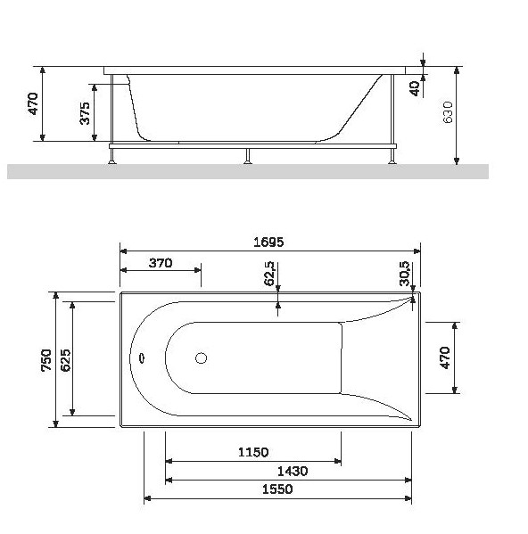  Ванна акриловая Spirit 170x75 см