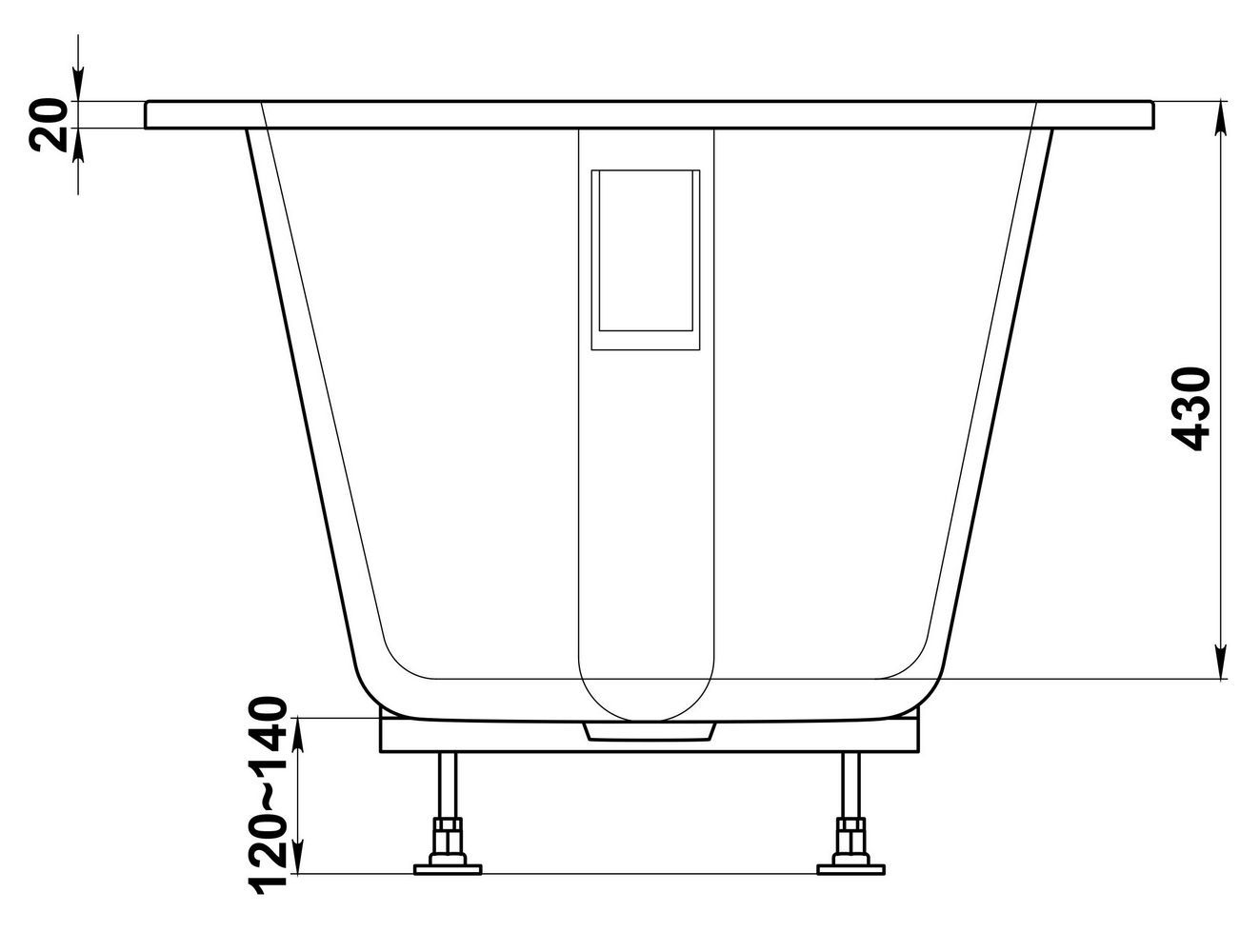 Мраморная ванна BAS Марбея 170x75, ВА00022