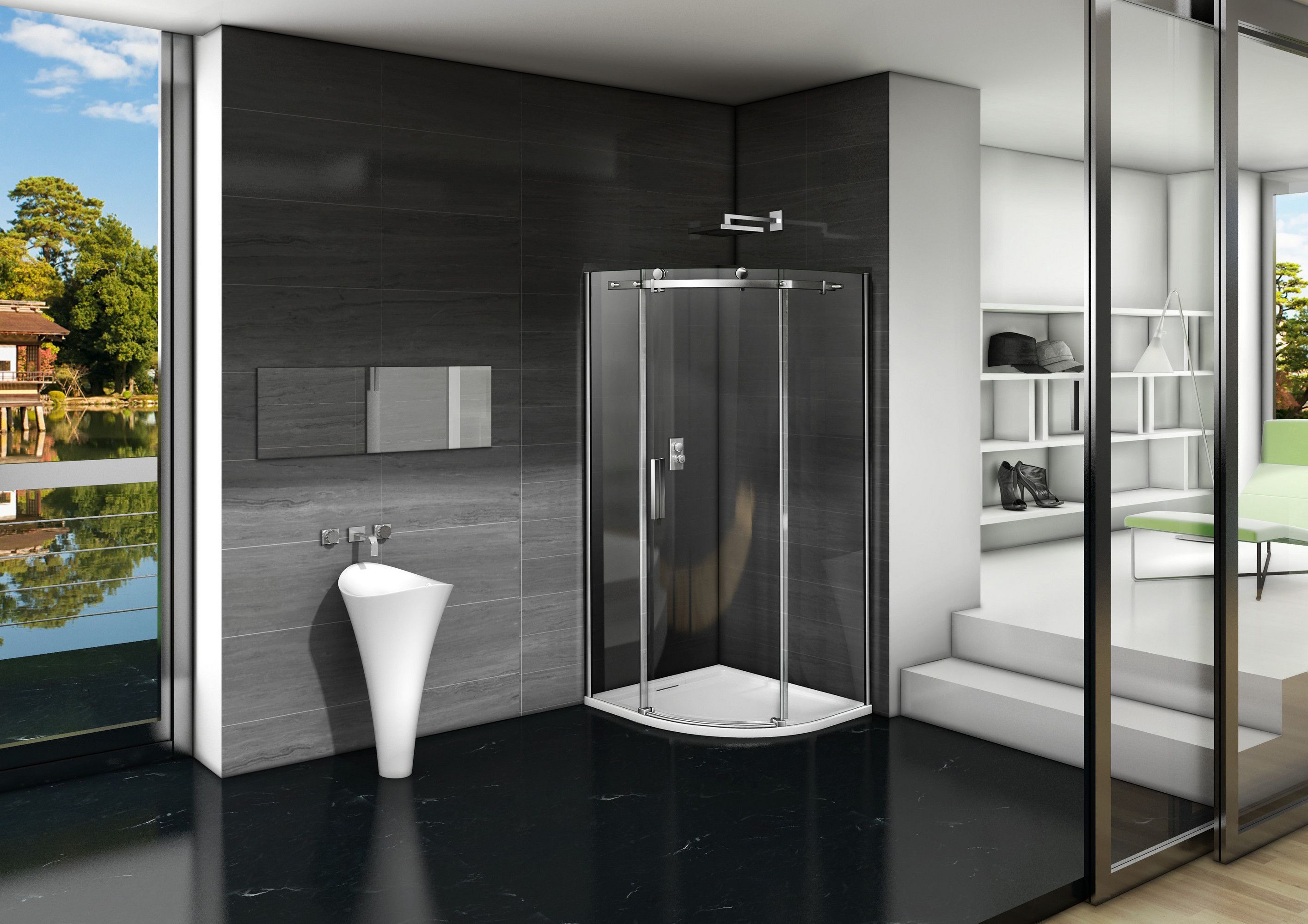 Душевой уголок Good Door Galaxy R-100-C-CH, ГЛ00007