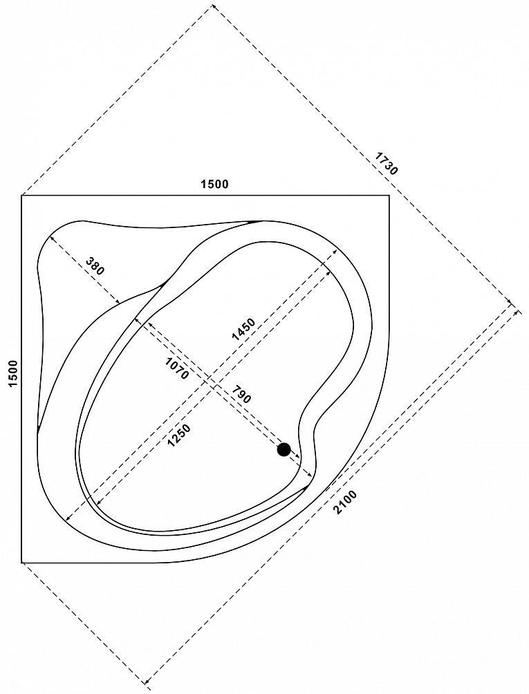 Акриловая ванна BAS Аура 150x150, В 00004