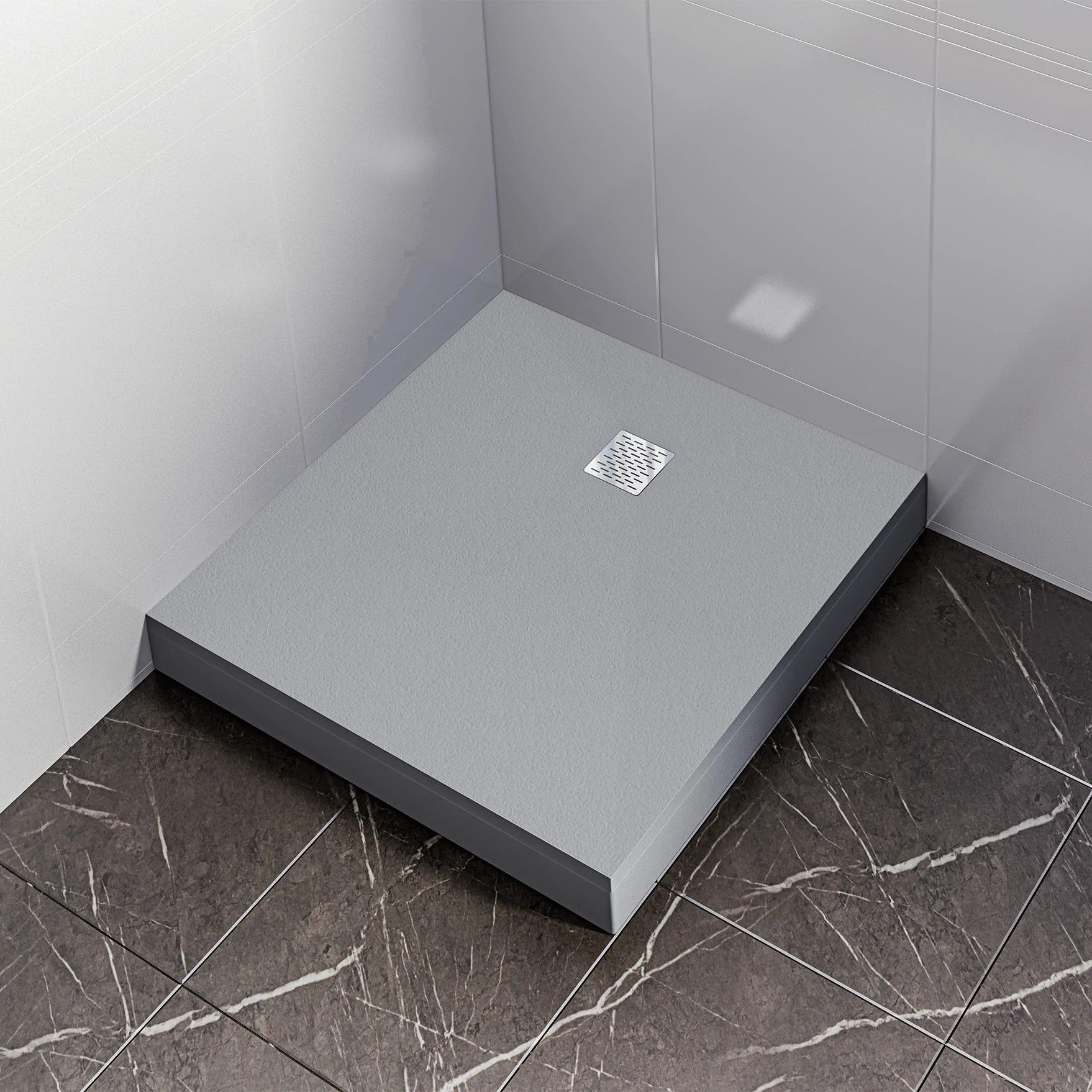 Мраморный душевой поддон Good Door Essentia CR серый