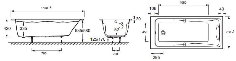 Ванна акриловая Jacob Delafon Odeon Up 160x75, E6057RU-00