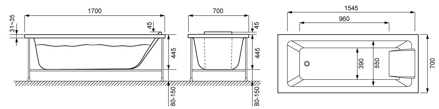 Ванна акриловая Jacob Delafon Sofa 170x70, E60518RU-00