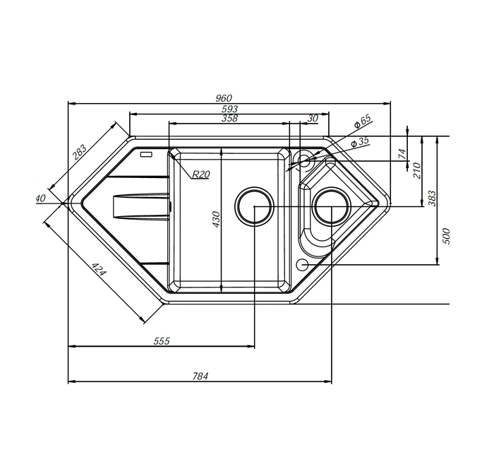 Кухонная мойка IDDIS Vane G V27G965i87