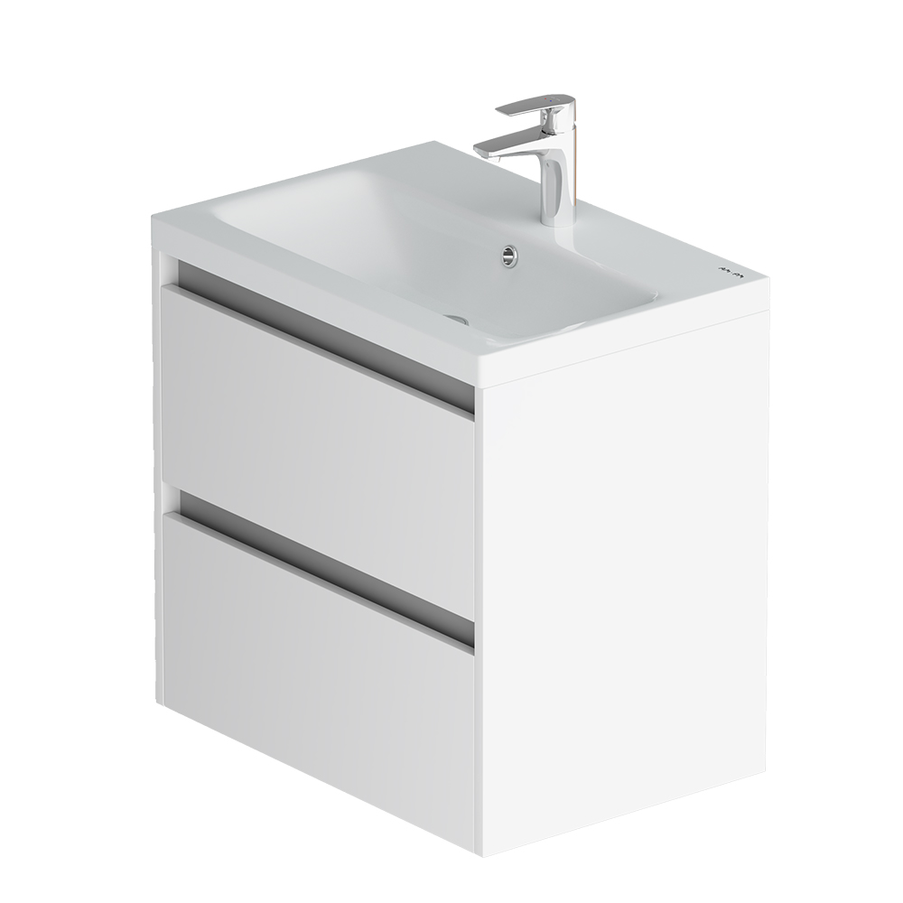 База с раковиной подвесная Pulse, 60 см, цвет: белый, глянец/графит