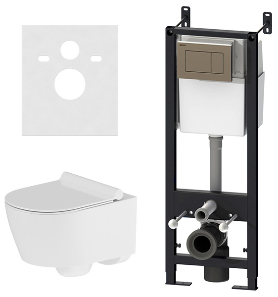 Инсталляция с клавишей с подвесным унитазом Jupiter безободковый с сидением м/лифт