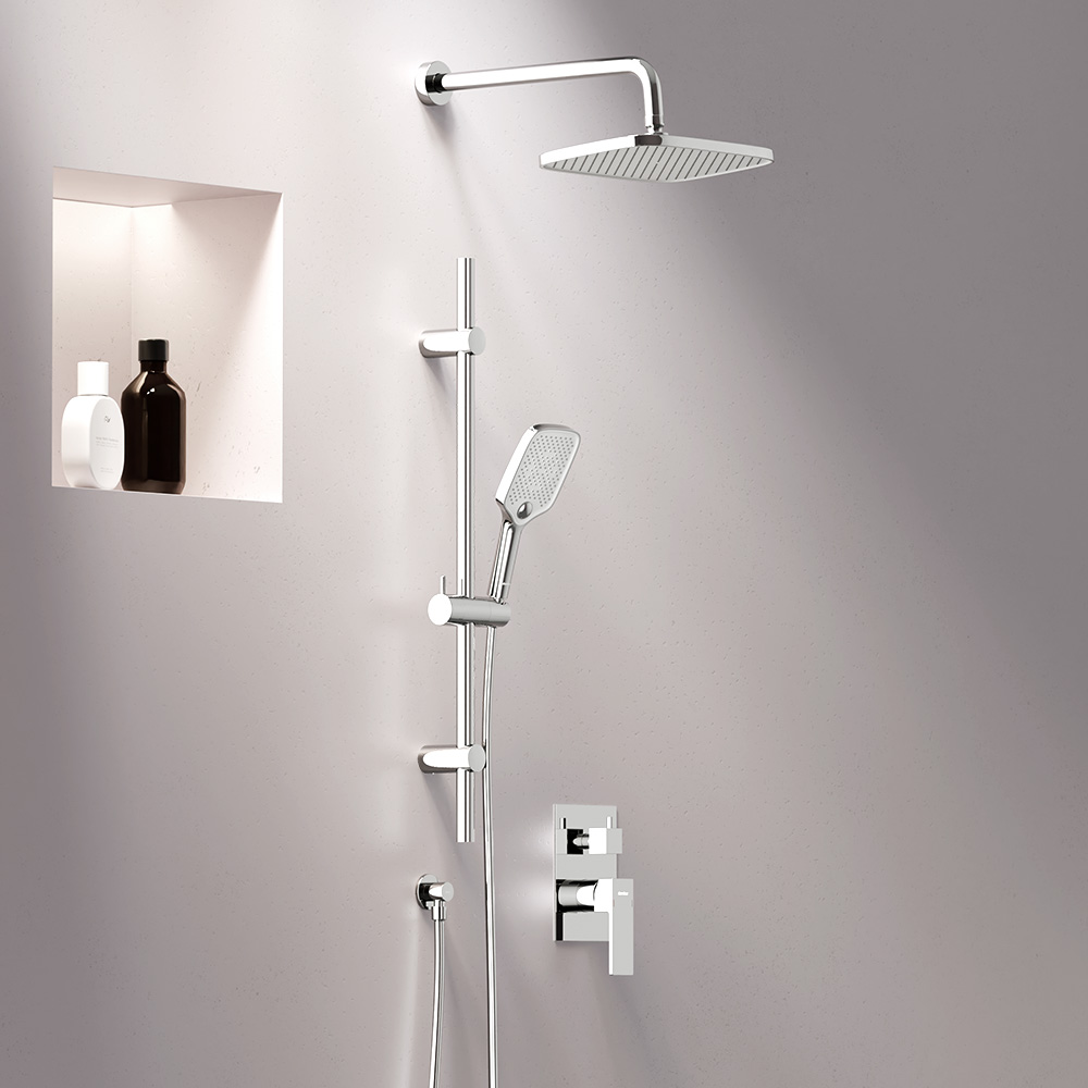 Встраиваемая душевая система Gala с душевым смесителем и штангой, цвет: хром