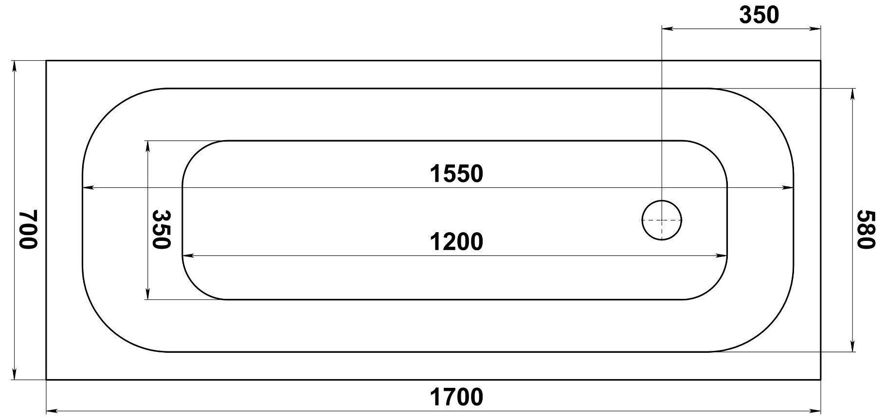 Акриловая ванна BAS Лира 170x70, З 00135
