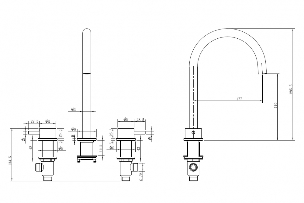 Смеситель для умывальника ABBER Wasser Kreis 316 AF8108BGG-M