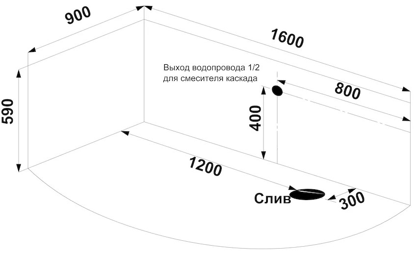Акриловая ванна BAS Сагра New 160x90