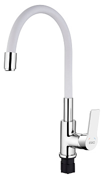 Смеситель для кухни CL519CrW, Кораллы/Coral, гибкий излив, хром/белый, ESKO